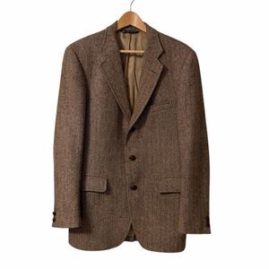 Vintage J.S.A. Bank Harris Tweed Herringbone Blazer Handwoven Scottish Wool USA